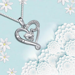 Radiant Love S925 Silver Heart Necklace - Sparkling Diamond Accent Pendant
