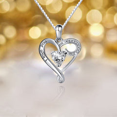 Radiant Love S925 Silver Heart Necklace - Sparkling Diamond Accent Pendant