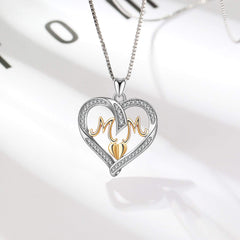 Eternal Love Heart MOM Pendant - S925 Sterling Silver Necklace
