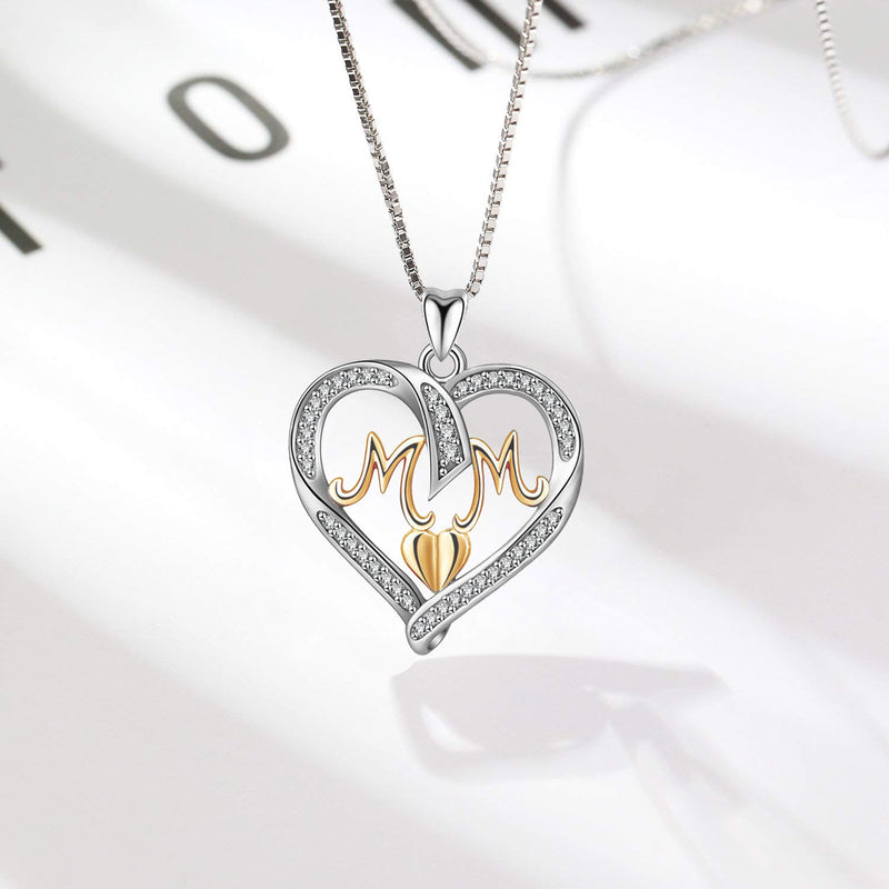 Eternal Love Heart MOM Pendant - S925 Sterling Silver Necklace