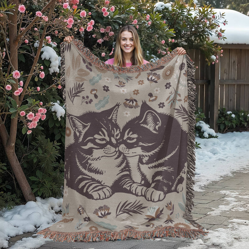 Purrfect Love - Custom Cat Lovers Heirloom Woven Blanket