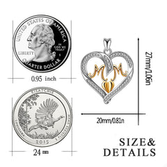 Eternal Love Heart MOM Pendant - S925 Sterling Silver Necklace