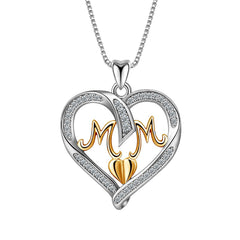 Eternal Love Heart MOM Pendant - S925 Sterling Silver Necklace