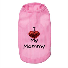 "I Love Mom" Cotton Dog Vest - Adorable Pet Fashion Statement!